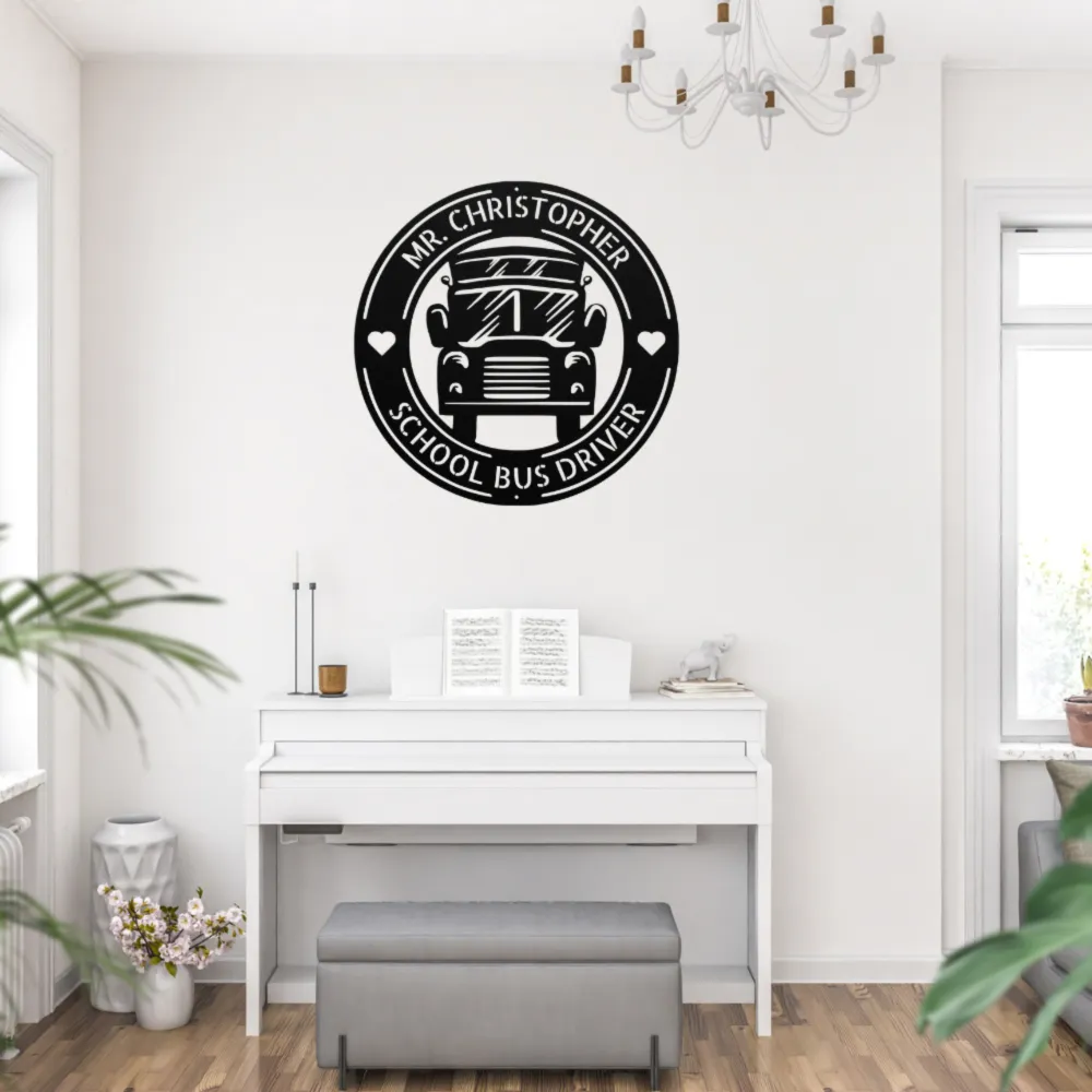 Personalized School Bus Metal Sign